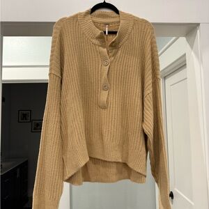 Free People Cream Fuzzy Sweater